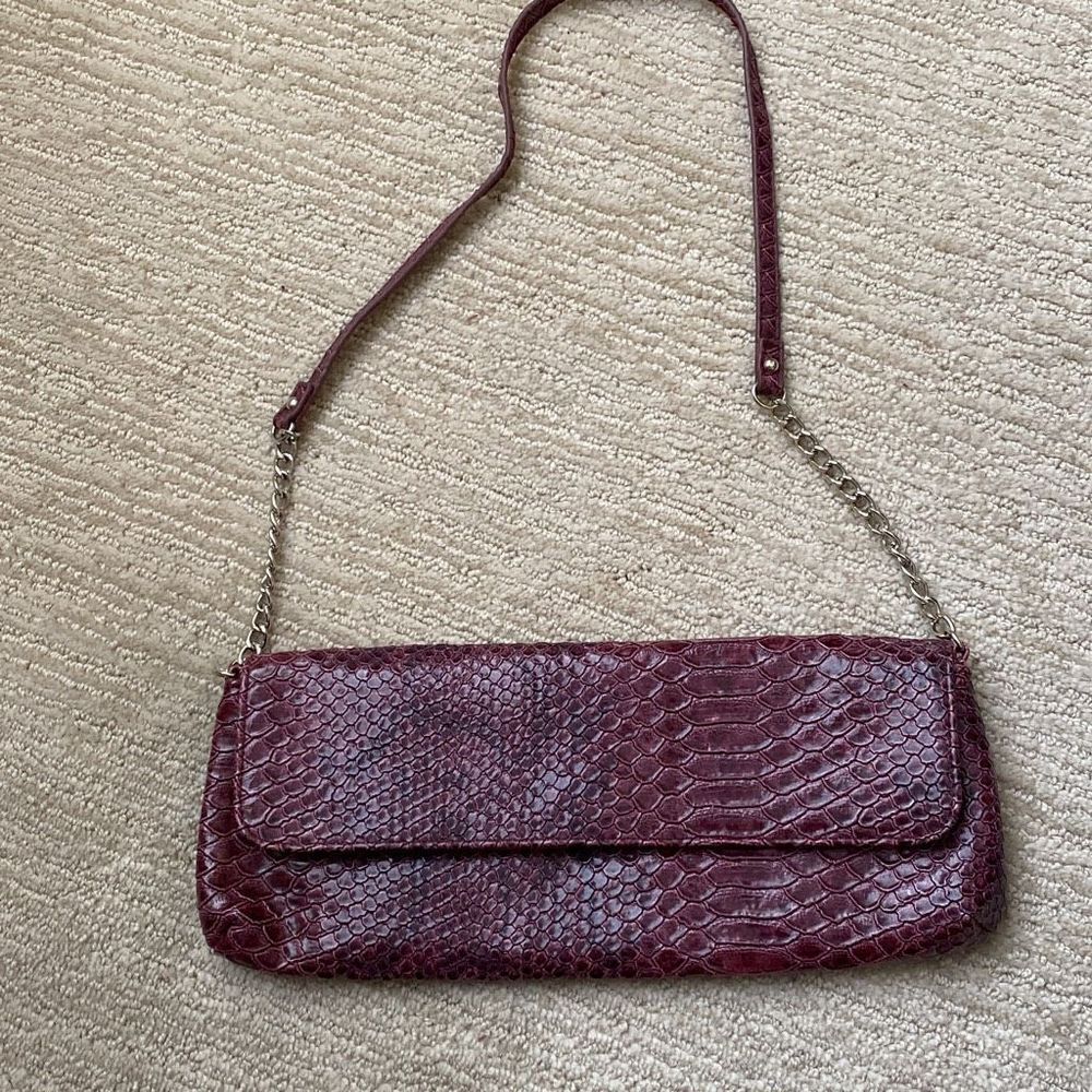 Women’s Bonita Bags New York Faux Leather Snakeskin Plum Shoulder Bag